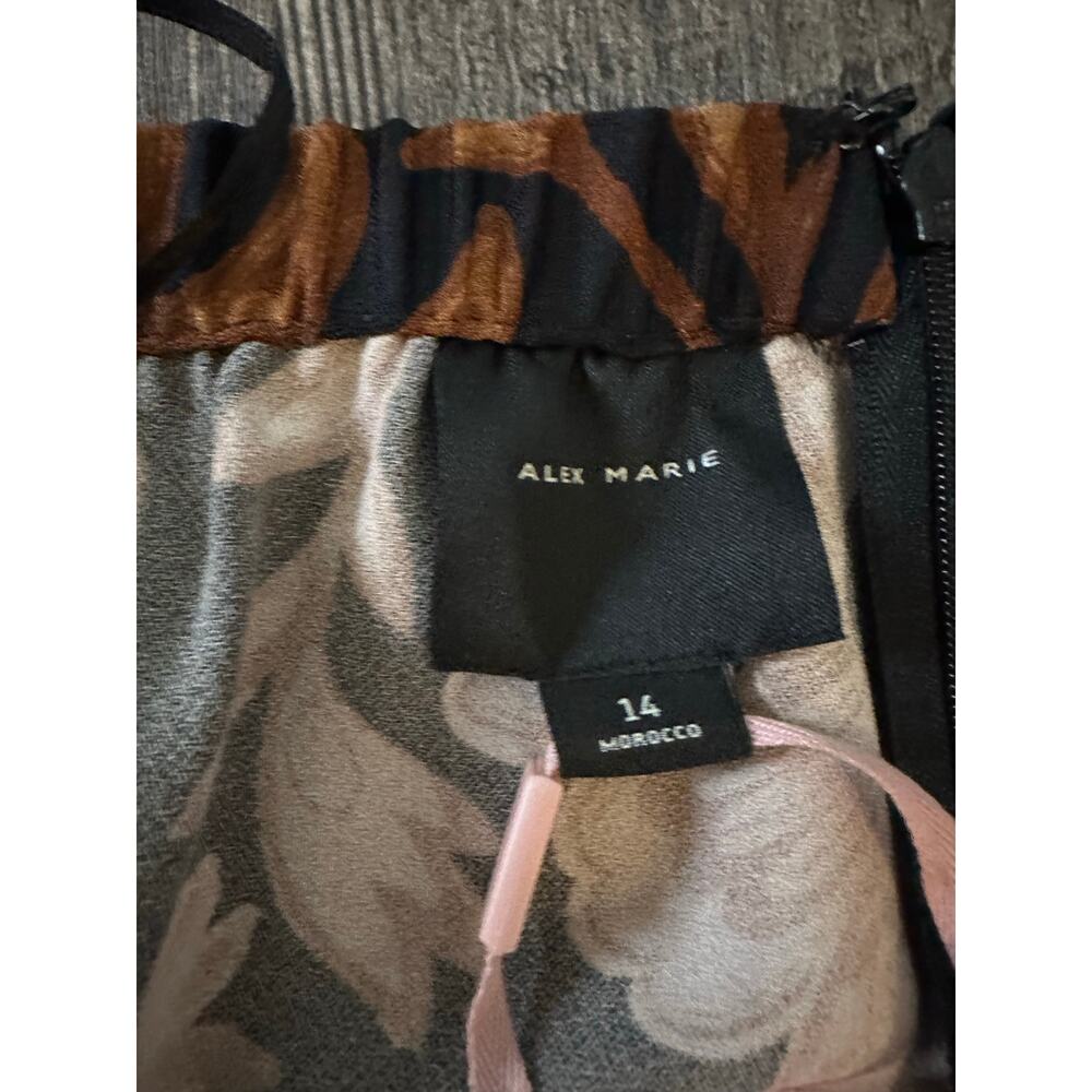 Alex Marie Women's Brown Floral Tallulah Satin Crepe Pencil Midi Skirt Size 14 - Picture 3 of 3